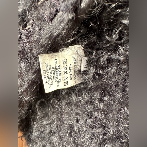 Byte By Giuliana Teso Black Curly Lamb Fur Jacket Coat 40 - Picture 12 of 12